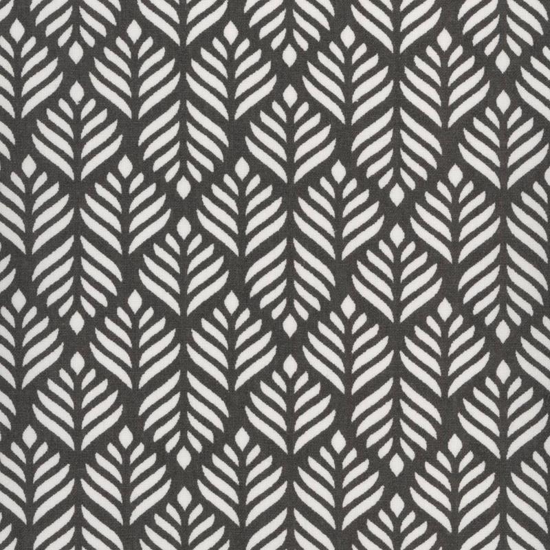 AU MAISON Wachstuch Trigo Almost Black Blättergrafik in Creme und Kohlschwarz, beschichtete Baumwolle