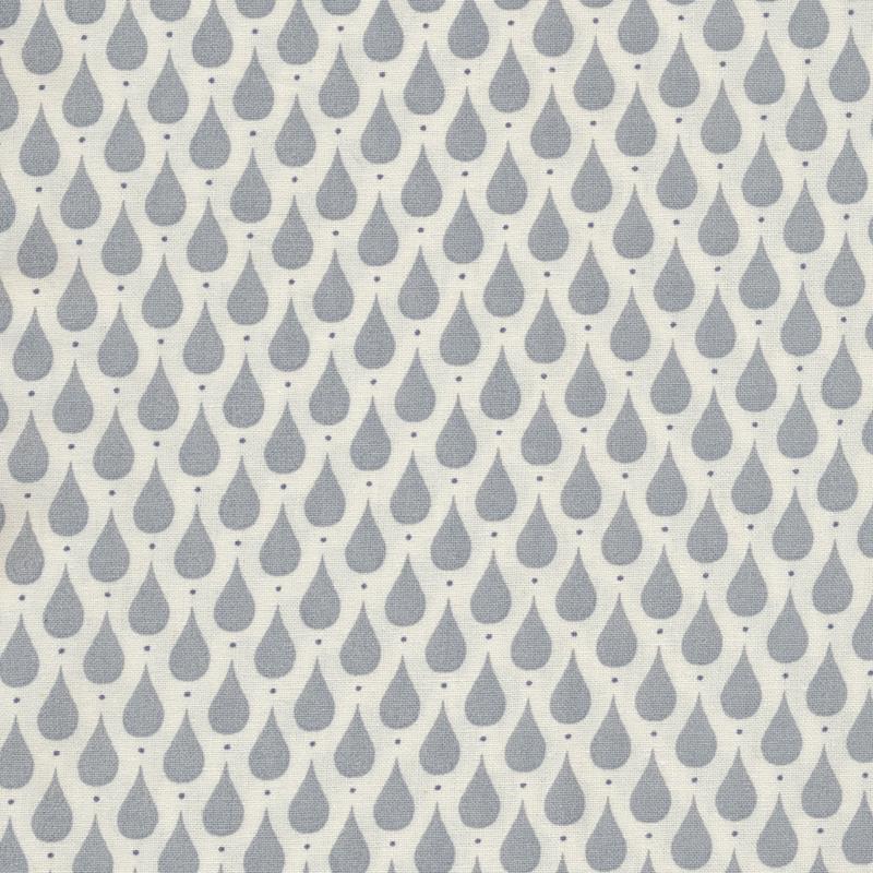 AU MAISON Wachstuch Teardrops Dusty Blue Tropfen in blaugrau, beschichtete Baumwolle
