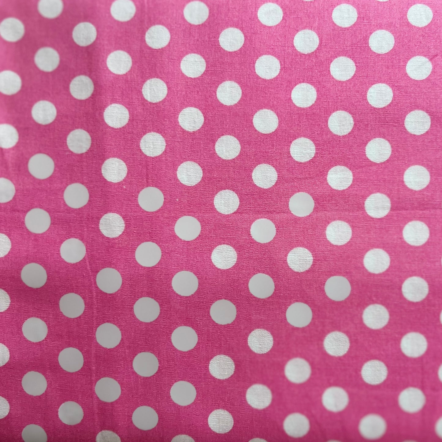 Tissu en coton ROSE à pois blancs de 7 mm, largeur 140 cm, tissu à pois