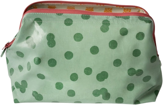 AU MAISON Wachstuch Bobbi Green verspielte Punkte in Grün, beschichtete Baumwolle