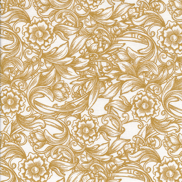 AU MAISON Wachstuch Caroline Mustard, Blumen Ranken, senfgelb, beschichtete Baumwolle