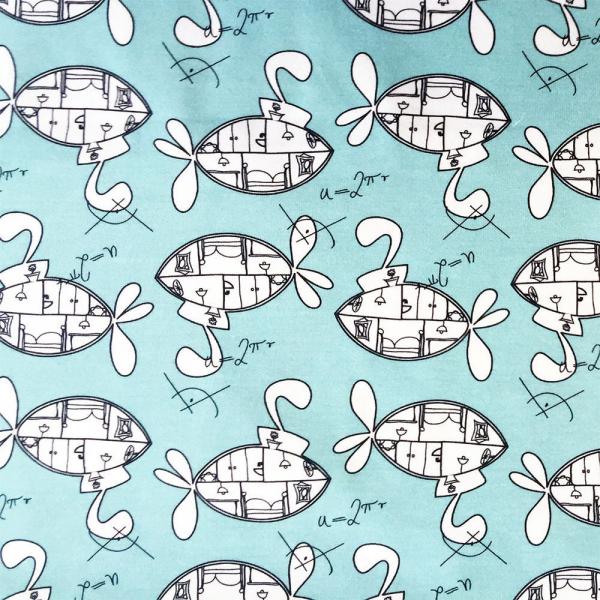 Cherry Picking Jersey Submarine Uboote auf pudrigen Mint maritime elastische Baumwolle 160cm breit