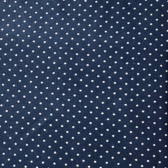 Tissu en coton BLEU FONCÉ à POIS blancs de 2 mm, largeur 140 cm, tissu à pois