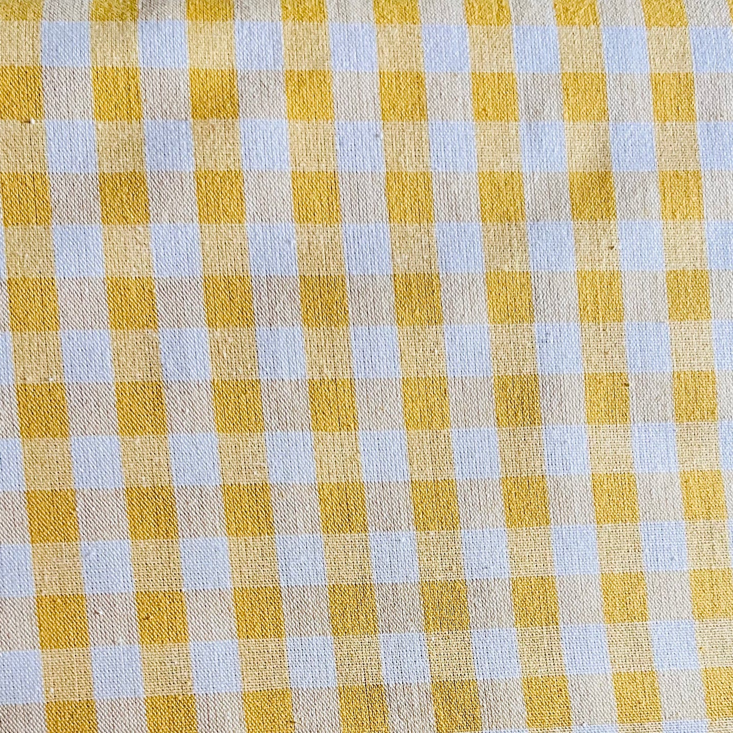 Baumwollstoff GELB mit weißen 10 mm KAROS, 140 cm breit, Vichy Karo Karostoff Kariert