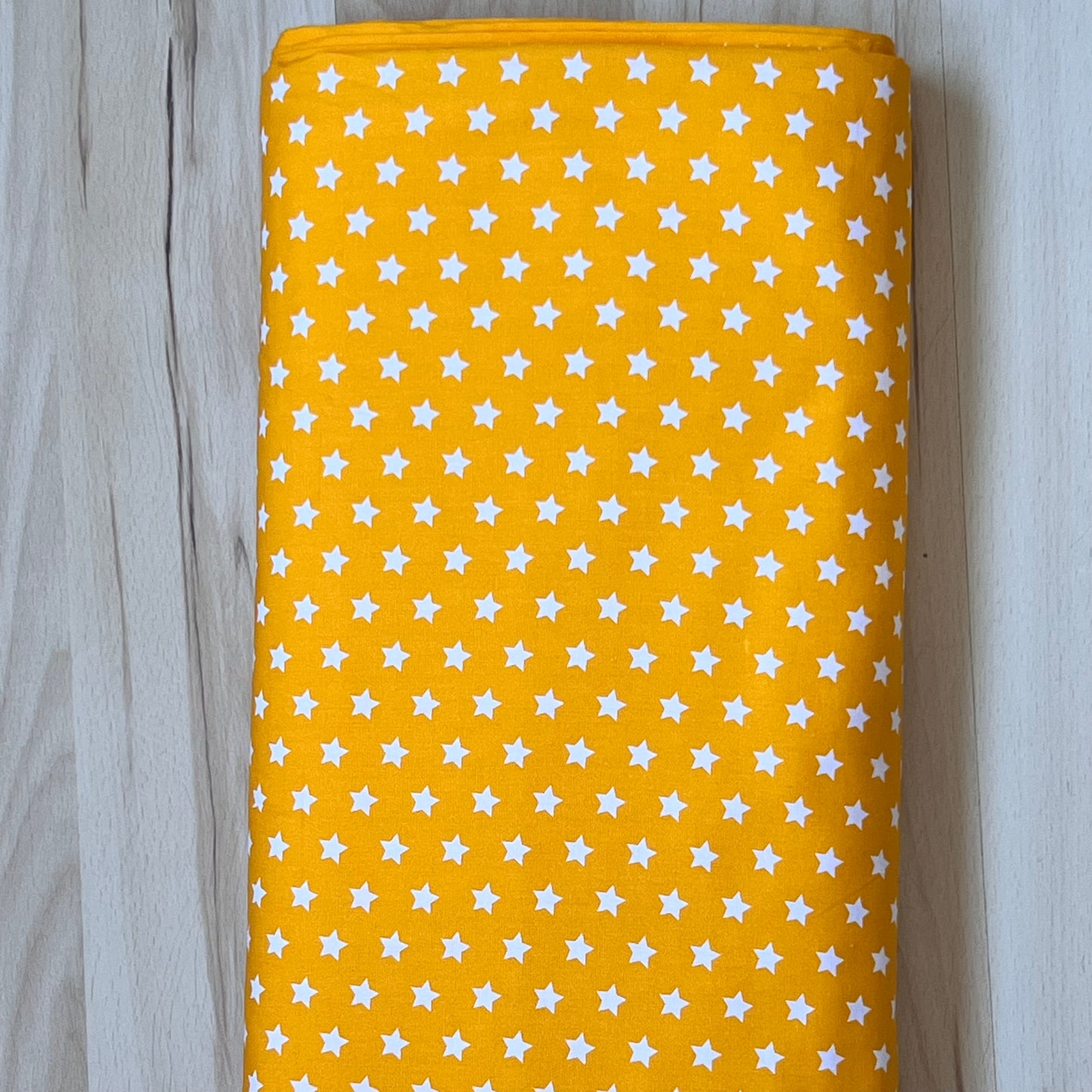 Tissu en coton JAUNE avec des ÉTOILES blanches de 10 mm, 140 cm de large, tissu étoile