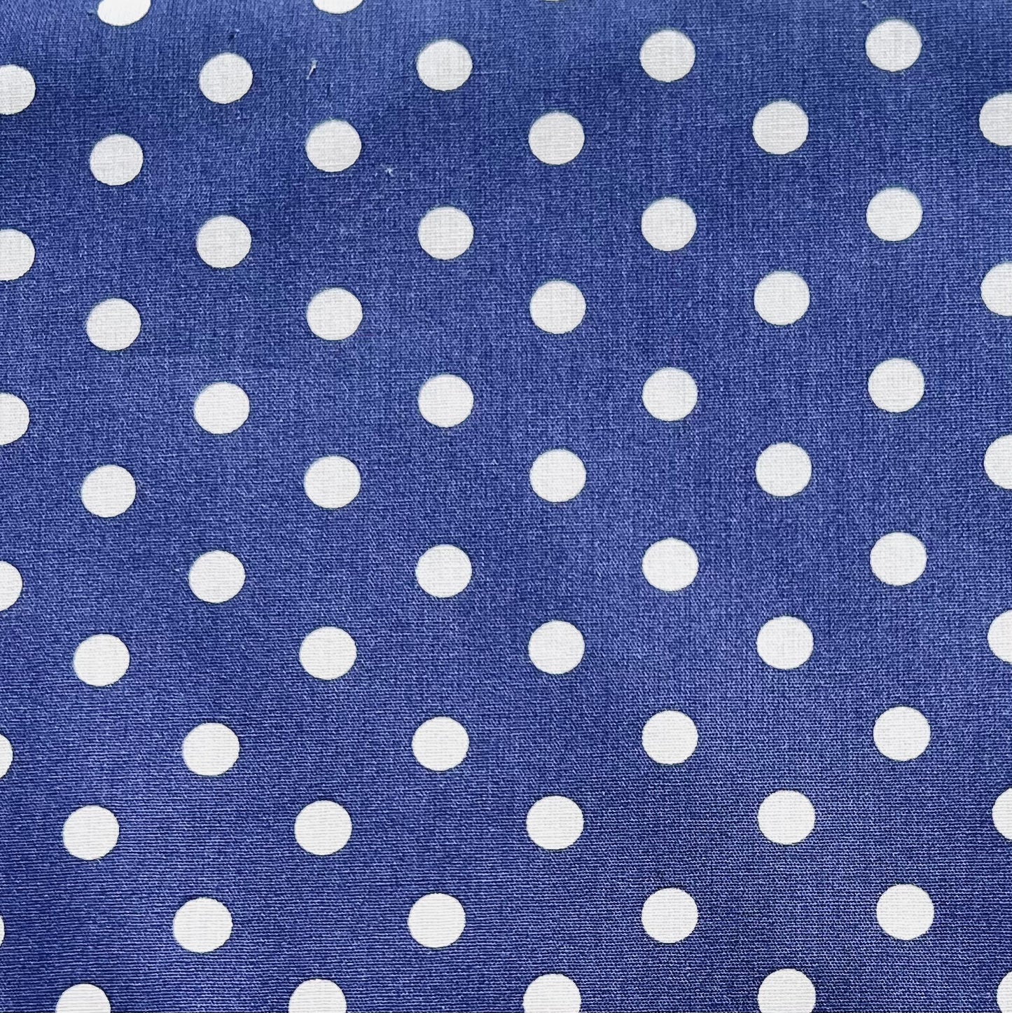 Baumwollstoff BLAU mit weißen 7 mm PUNKTEN, 140 cm breit, Punktestoff Tupfenstoff