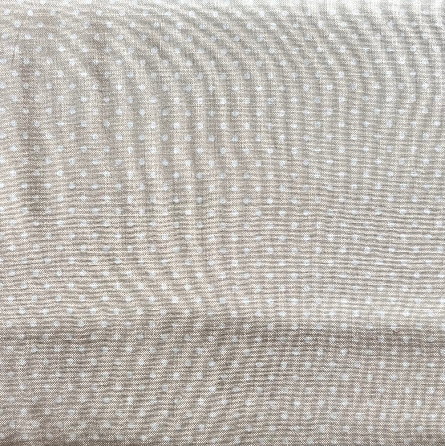 Tissu en coton BEIGE CLAIR à POIS blancs de 2 mm, largeur 140 cm, tissu à pois