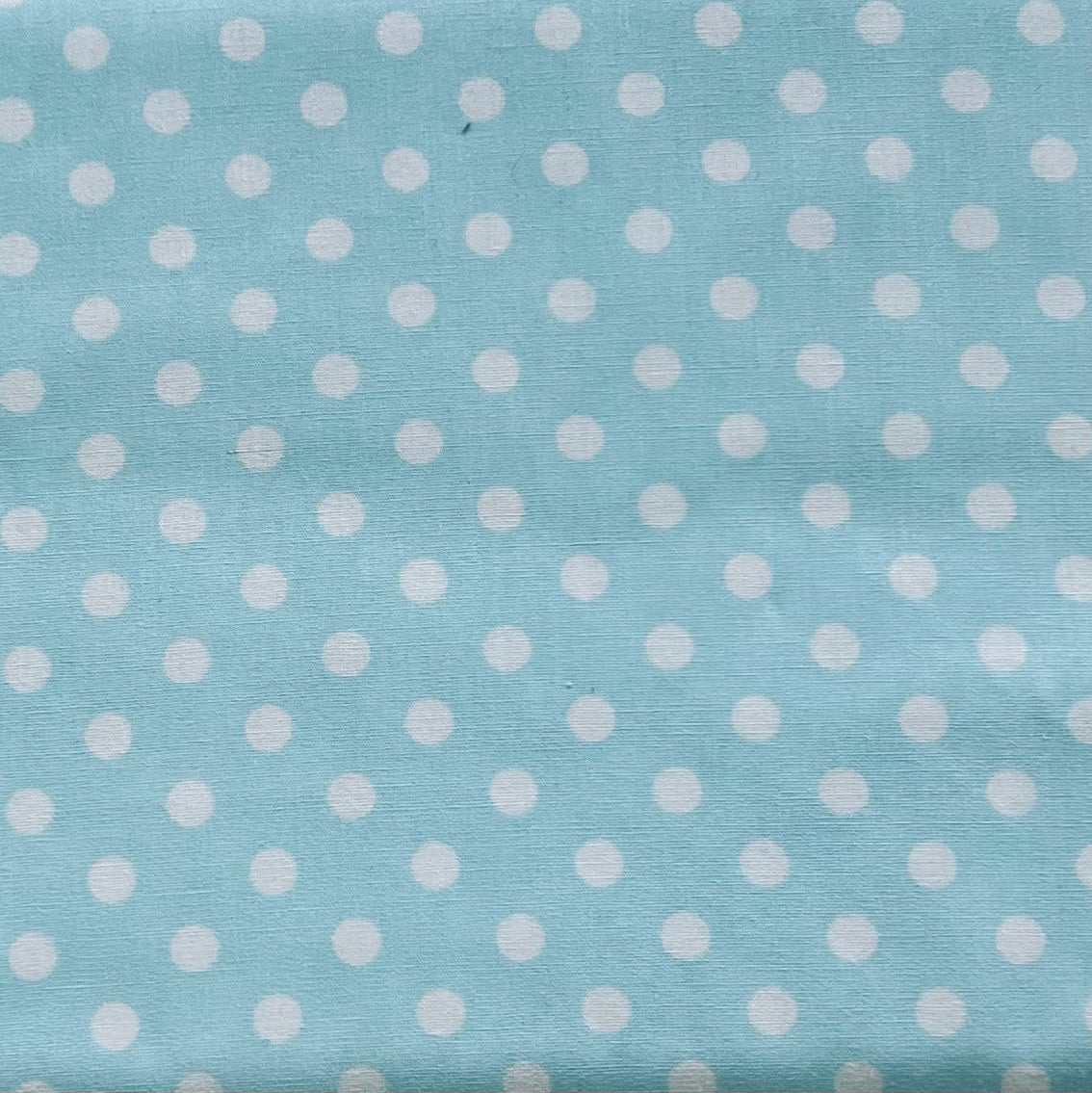 Tissu en coton TURQUOISE à POIS blancs de 7 mm, largeur 140 cm, tissu à pois
