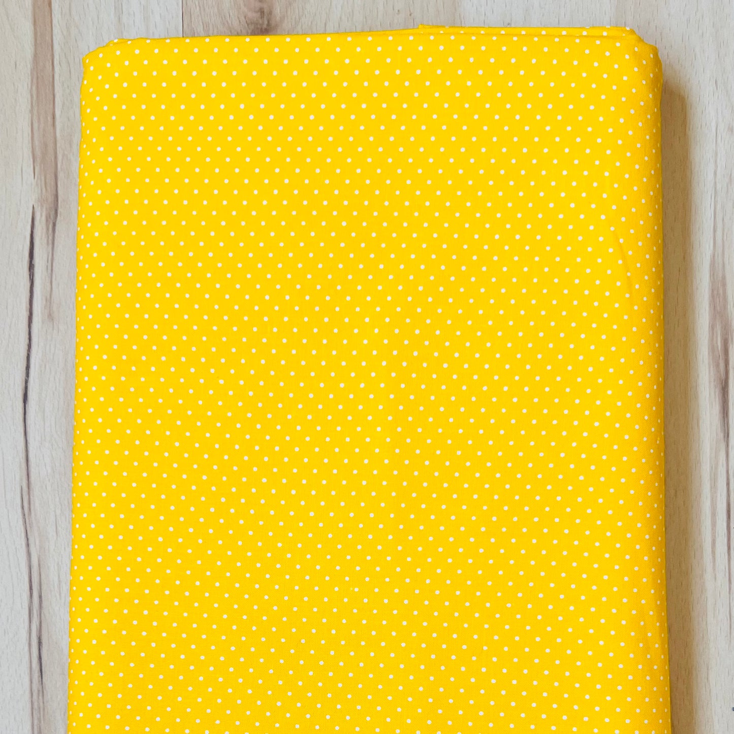 Tissu en coton JAUNE CITRON à POIS blancs de 1 mm, largeur 140 cm, tissu à pois