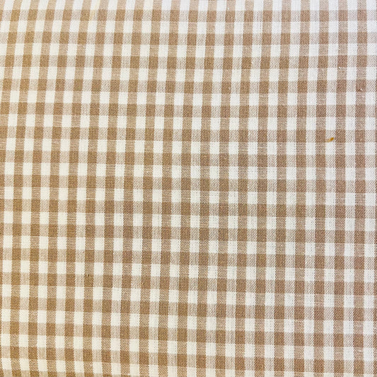 Baumwollstoff BEIGE mit weißen 5 mm KAROS, 140 cm breit, Vichy Karo Karostoff Kariert