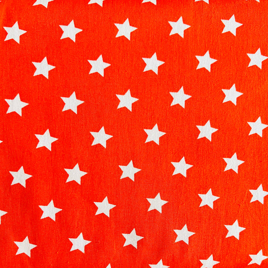 Baumwollstoff ORANGE mit weißen 15 mm STERNEN, 140 cm breit, Sternestoff