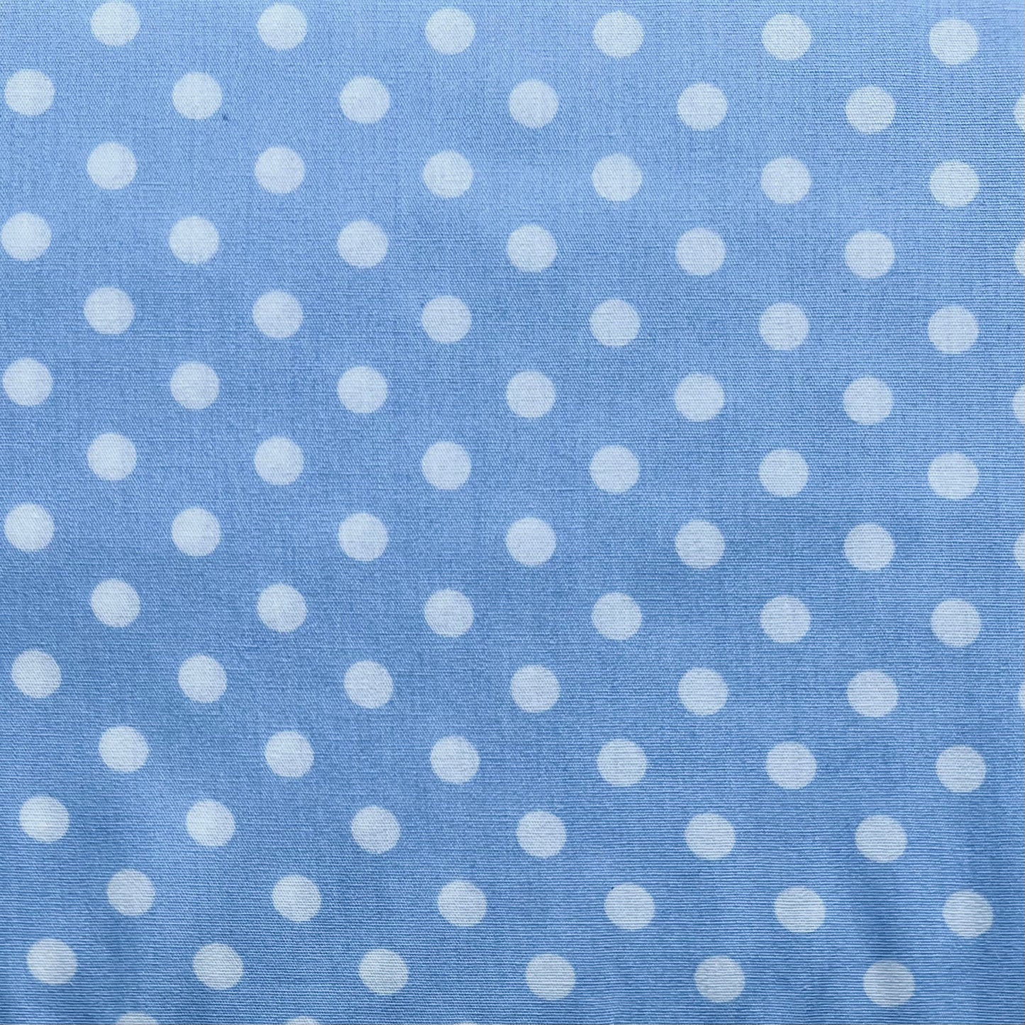 Tissu en coton BLEU CLAIR à POIS blancs de 7 mm, 140 cm de large, tissu à pois