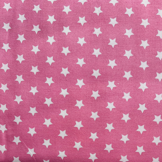 Baumwollstoff ROSA mit WEISSEN STERNEN 10 mm, 140 cm breit, Sternchenstoff