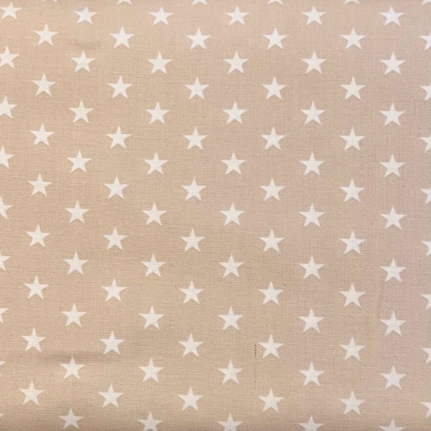 Tissu en coton BEIGE CLAIR avec ÉTOILES blanches 10 mm, largeur 140 cm, tissu étoiles