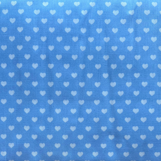 Baumwollstoff HELLBLAU mit weißen 5 mm HERZEN, 140 cm breit, Herzenstoff