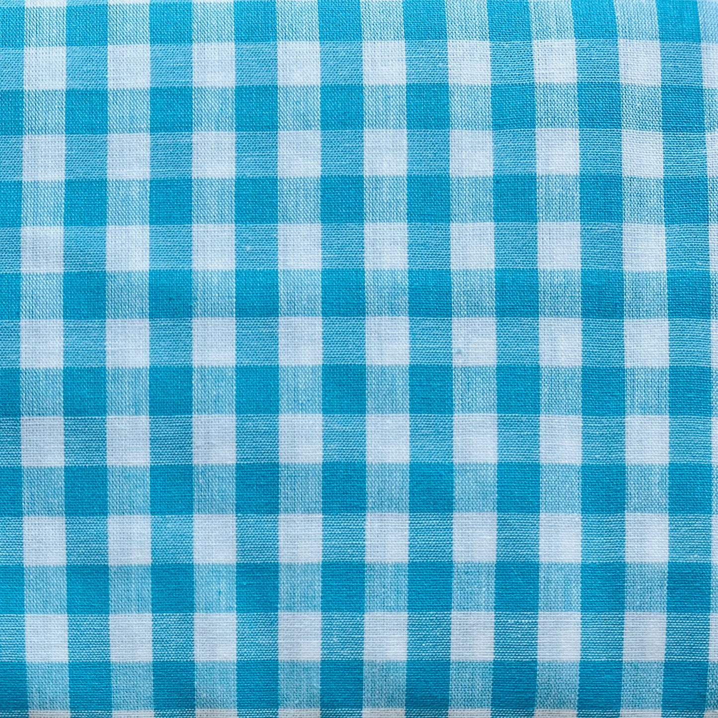 Baumwollstoff TÜRKIS mit weißen KAROS 10 mm, 140 cm breit, Vichy Karo Karostoff Kariert