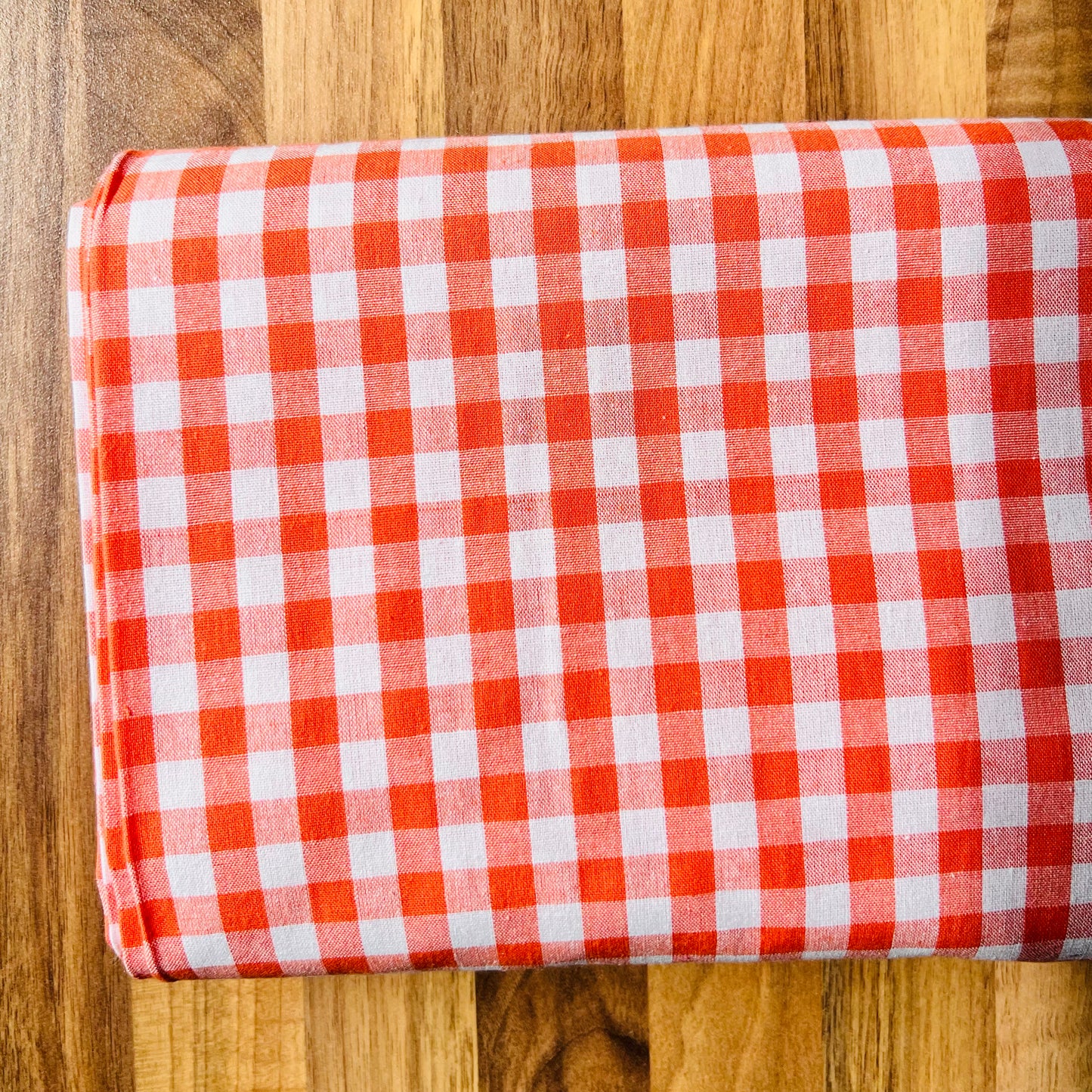 Baumwollstoff ORANGE mit weißen 10 mm KAROS, 140 cm breit, Vichy Karo Karostoff Kariert
