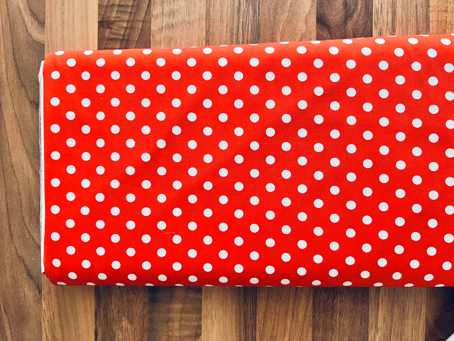 Tissu en coton ORANGE à POIS blancs de 7 mm, largeur 140 cm, tissu à pois