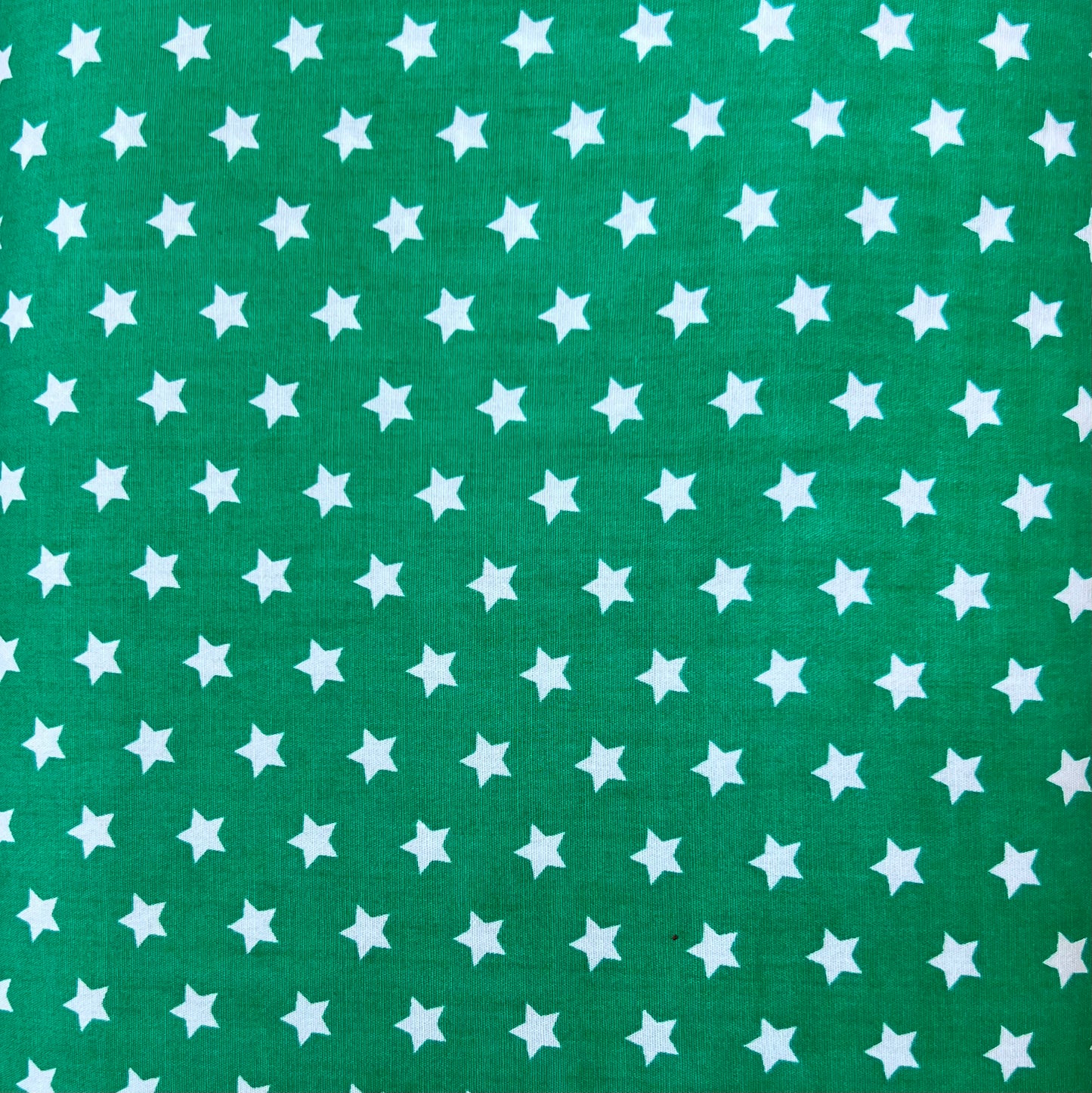 Tissu en coton VERT avec ÉTOILES BLANCHES 10 mm, 140 cm de large, tissu étoiles