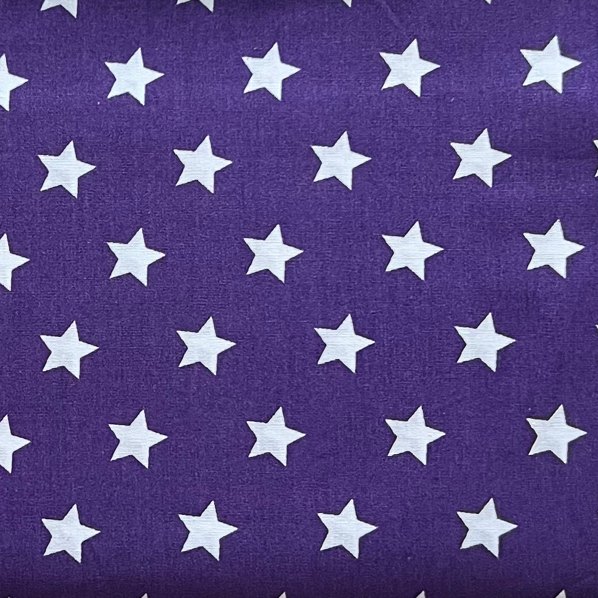 Tissu en coton VIOLET avec ÉTOILES BLANCHES 15 mm, 140 cm de large, tissu étoiles