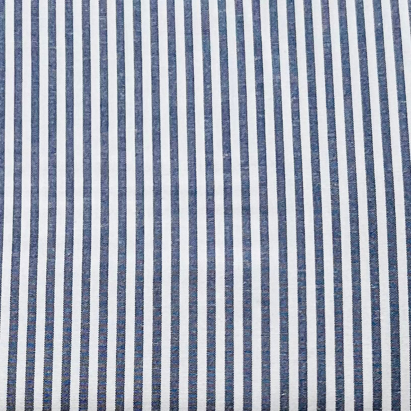 Baumwollstoff DUNKELBLAU mit weißen 3 mm STREIFEN, 140 cm breit, Streifenstoff