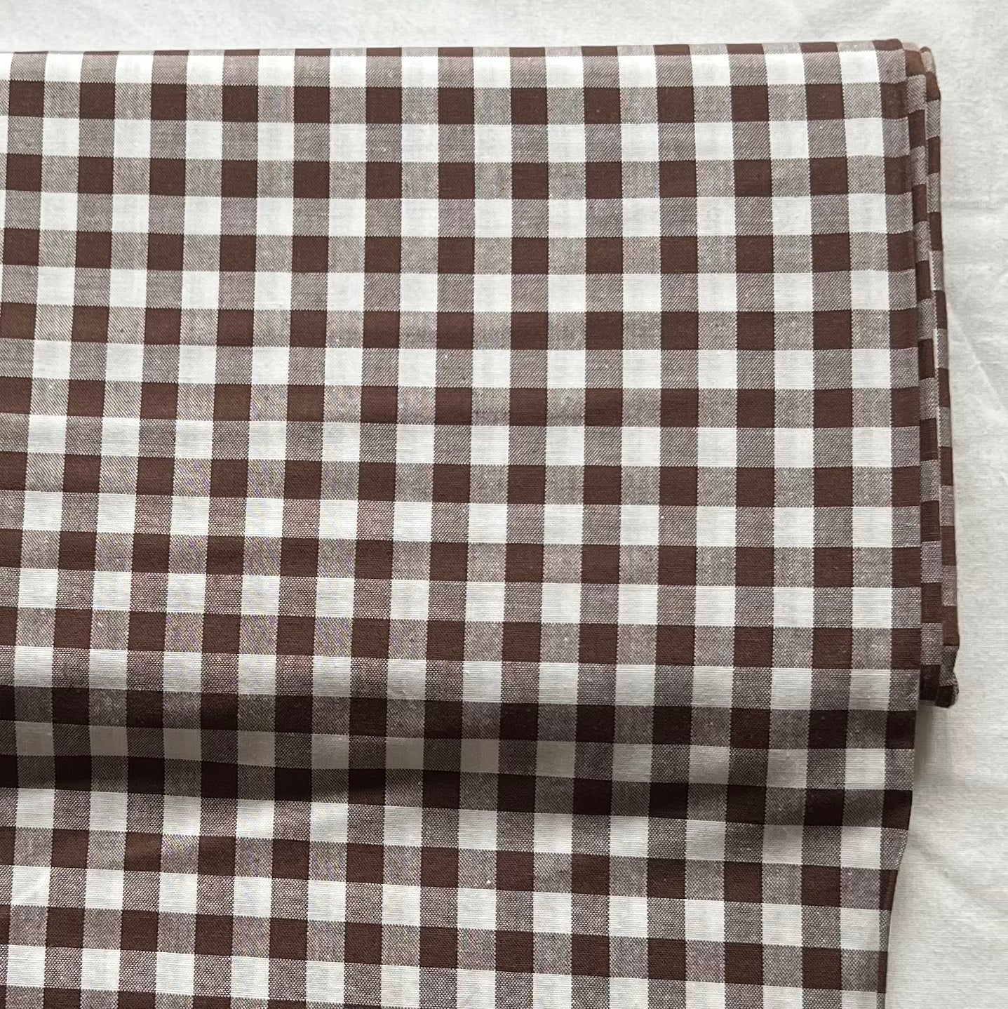 Baumwollstoff BRAUN mit weißen 10 mm KAROS, 140 cm breit, Vichy Karo Karostoff Kariert