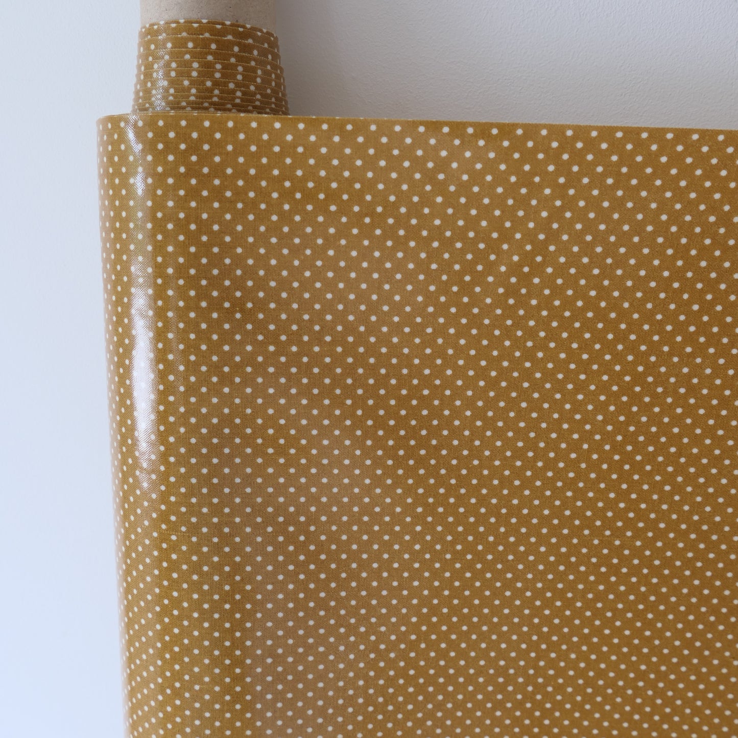 AU MAISON Wachstuch Dots Mustard, Pünktchen Tupfen senf gelb, beschichtete Baumwolle