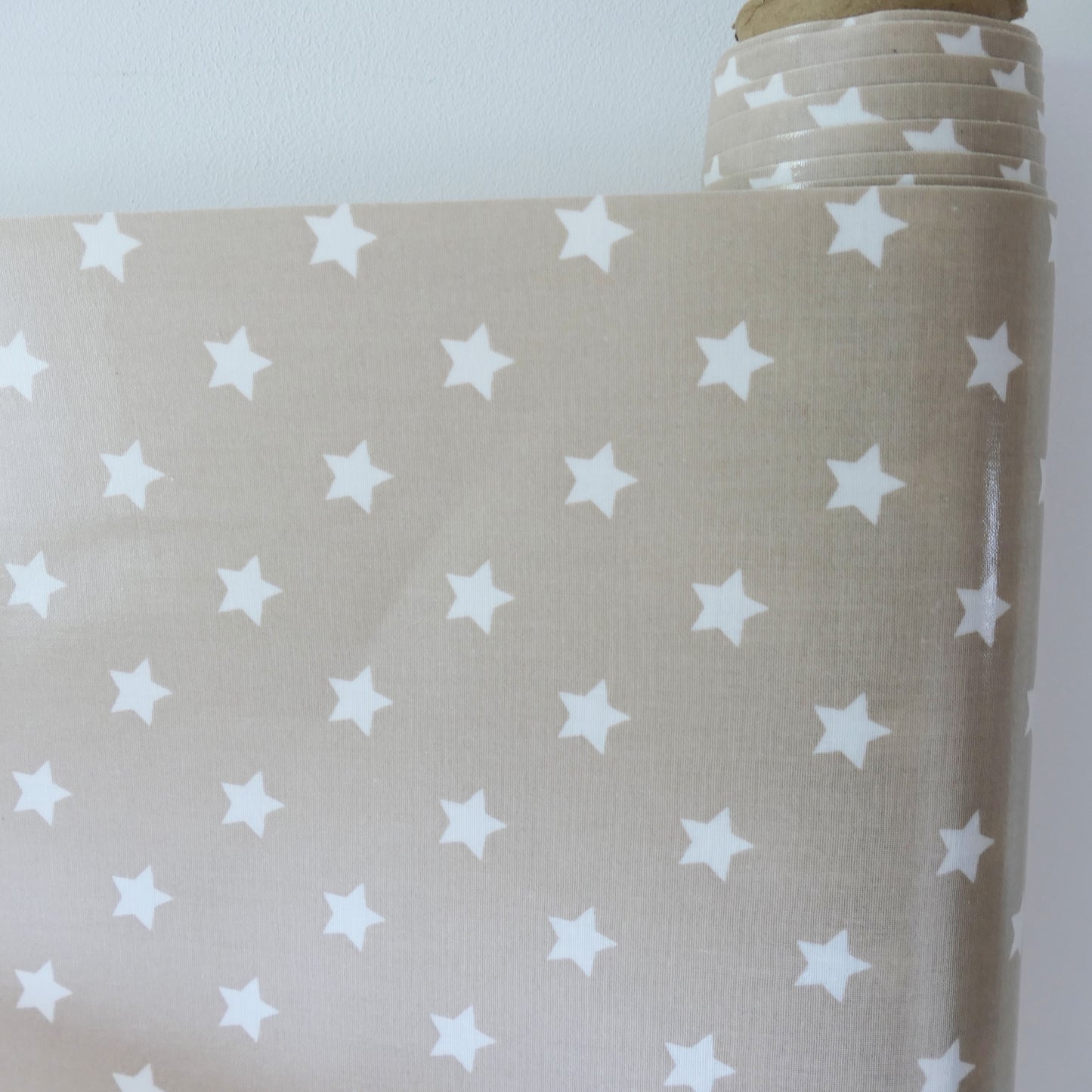 AU MAISON Wachstuch Star Big Beige große Sterne sand, beschichtete Baumwolle