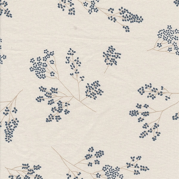 Au Maison Baumwollstoff Alberte Midnight Blue Blumenstoff Blau Dunkelblau Senfgelb