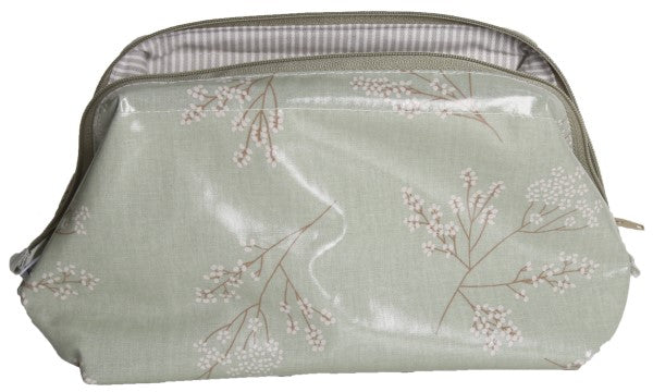 AU MAISON Wachstuch Alberte Verte, Blumen Sträucher mint grün, beschichtete Baumwolle