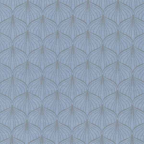 AU MAISON Baumwollstoff Alli Dusty Blue Latte Zwiebel Blüten Grafikmuster in Rauchblau Beige