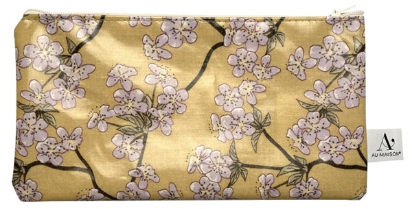 AU MAISON Wachstuch Amalie Yellow Kirschblüten in Gelb, beschichtete Baumwolle