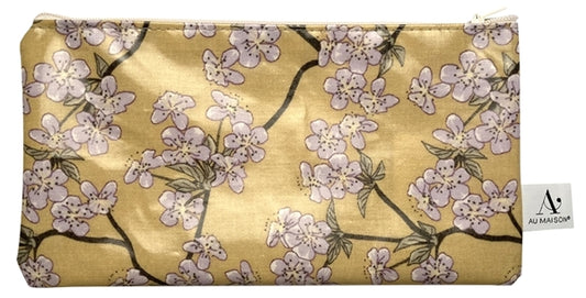 AU MAISON Wachstuch Amalie Yellow Kirschblüten in Gelb, beschichtete Baumwolle