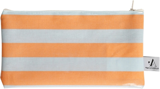 AU MAISON Wachstuch Band Blue Orange 2cm breite Streifen in Hellblau Orange, beschichtete Baumwolle