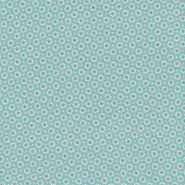 AU MAISON Wachstuch Belle Fleur Aqua Sky Blümchen hellblau türkis, beschichtete Baumwolle