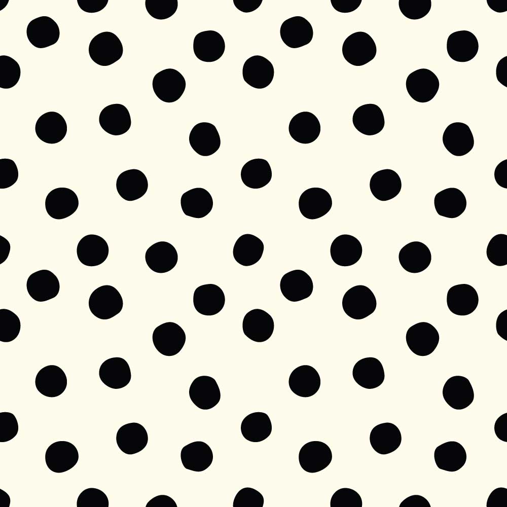 Birch Fabrics Biobaumwolle POP DOTS BLACK Popeline Große Punkte in Schwarz auf Cremeweiß