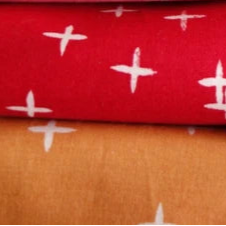 Birch Fabrics Coton Bio Mod Basic 3 WINK ORANGE Étoiles Signe Plus Orange Ensoleillé