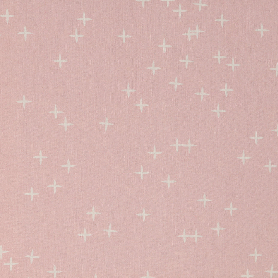Birch Fabrics Coton Bio Mod Basic 3 WINK BLUSH Étoiles Signe Plus Rose Poudré Rose Clair
