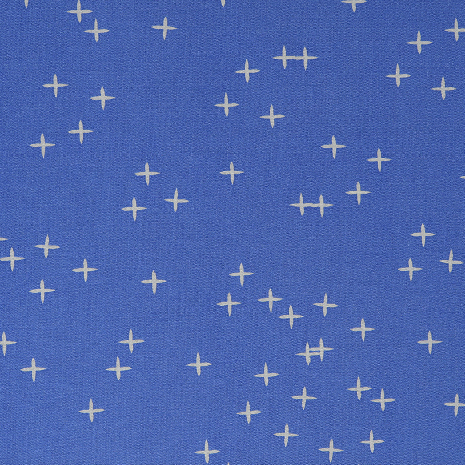 Birch Fabrics Coton Bio Mod Basic 3 WINK REGATTA Étoiles Plus Sign Bleu Frais