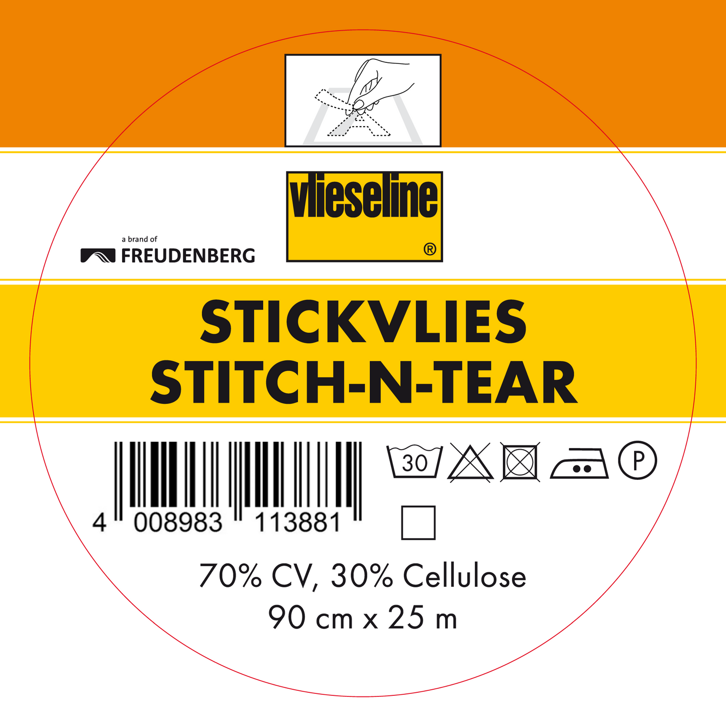 10 Meter Freudenberg BO 815 Vilene Stickvlies ausreißbar Stitch-N-Tear 40g/qm