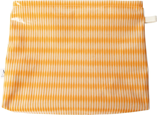 AU MAISON Wachstuch Groove Orange verspielte Rillen in Orange und Offwhite, beschichtete Baumwolle