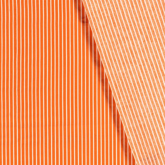 Baumwollstoff ORANGE mit weißen 1 mm STREIFEN, 140 cm breit, Streifenstoff