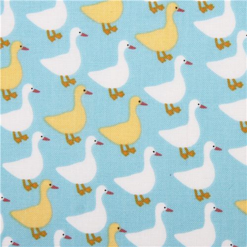 Robert Kaufman Baumwollstoff Urban Zoologie Minis GOOSE DUCK Himmelblau – Verspielter Tierstoff mit Gänse und Enten