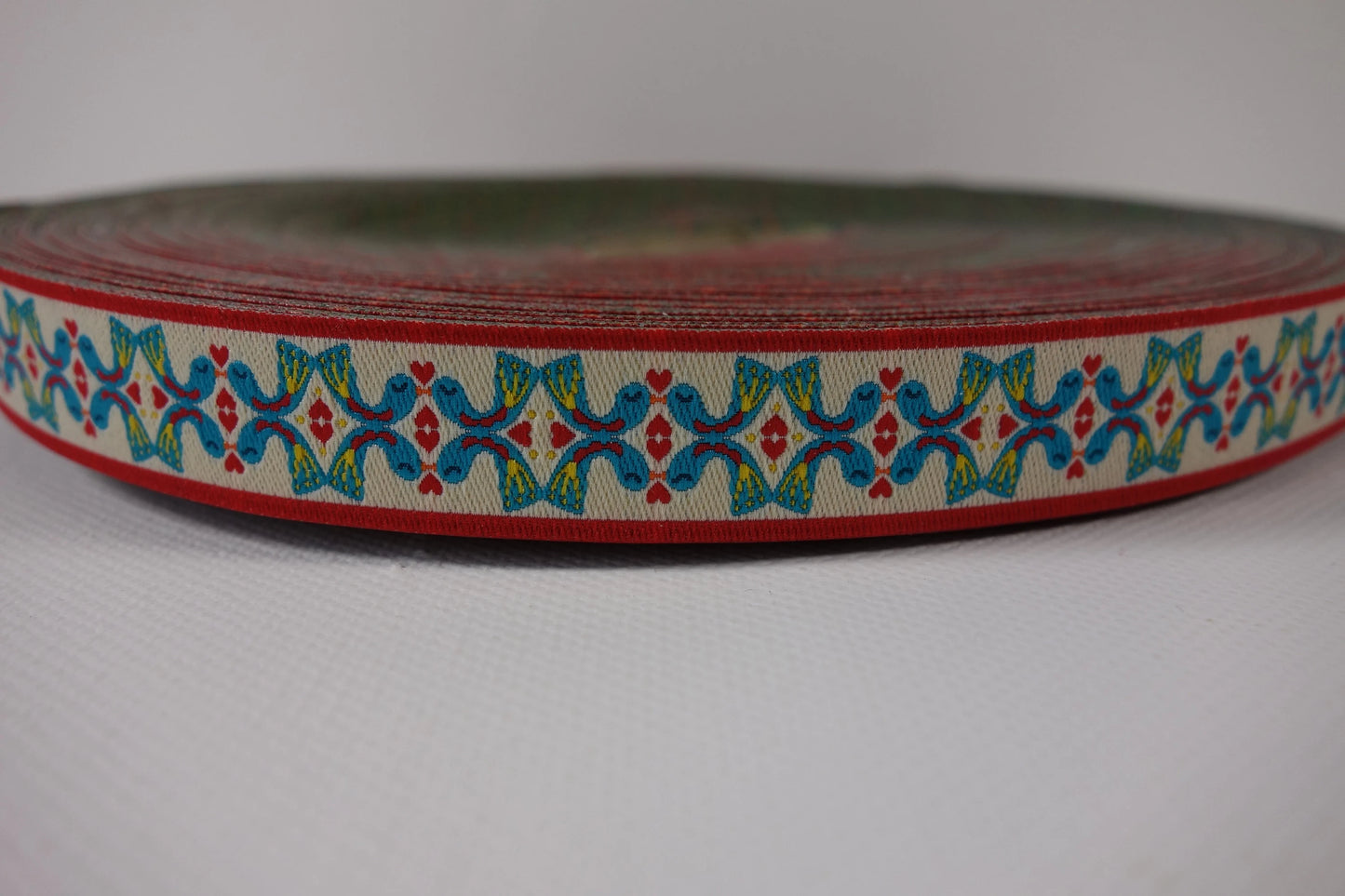 Webband KISSINGBIRDS von Farbenmix Design Jolijou 15 mm Vögelchen im Folklore Stil