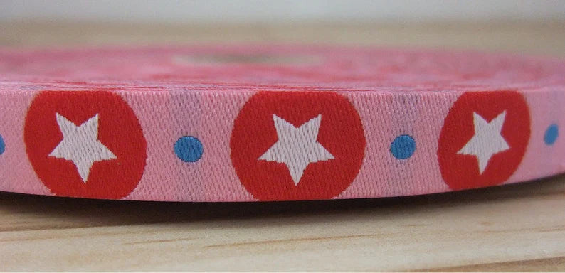 Webband STARDOTZZ Rosa Sterne Punkte von Farbenmix Paulapü