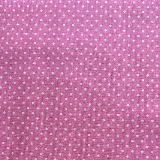 Tissu en coton ROSE à pois blancs de 2 mm, largeur 140 cm, tissu à pois