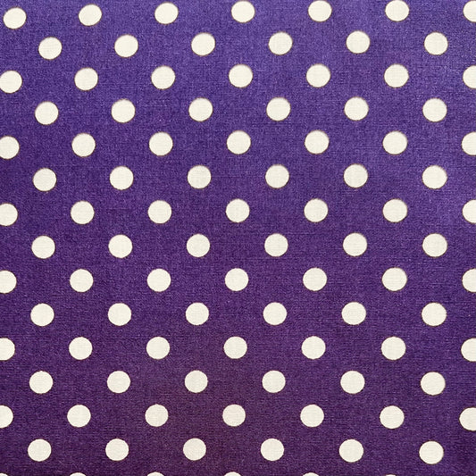 Tissu en coton VIOLET à POIS blancs de 7 mm, largeur 140 cm, tissu à pois