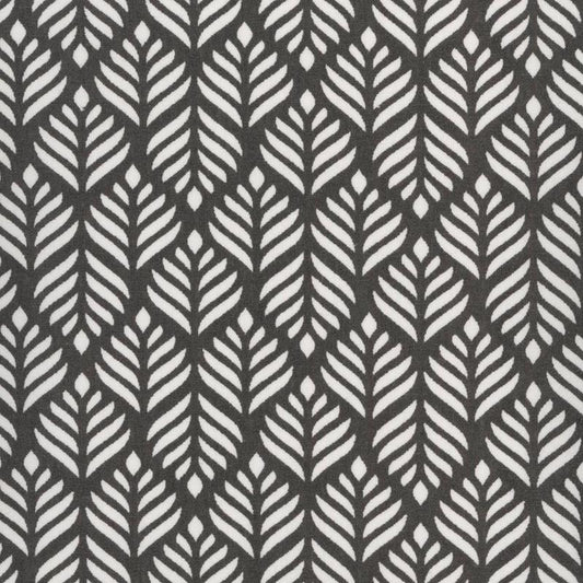 AU MAISON Wachstuch Trigo Almost Black Blättergrafik in Creme und Kohlschwarz, beschichtete Baumwolle