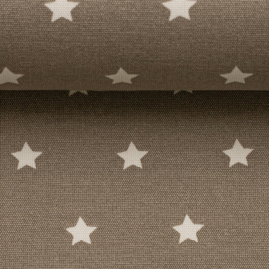 Beschichtete Baumwolle mit Acrylbeschichtung Sterne in Schlamm Taupe Beige, Swafing Meluna