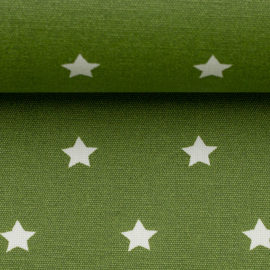 Beschichtete Baumwolle mit Acrylbeschichtung Sterne in Khaki Olivgrün, Swafing Meluna